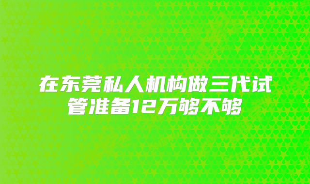 在东莞私人机构做三代试管准备12万够不够