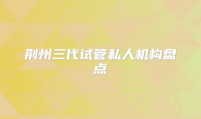 荆州三代试管私人机构盘点