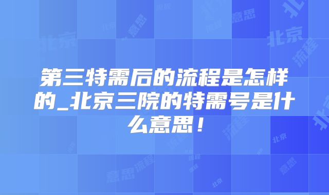 第三特需后的流程是怎样的_北京三院的特需号是什么意思!