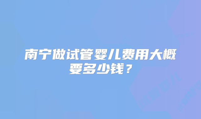 南宁做试管婴儿费用大概要多少钱？
