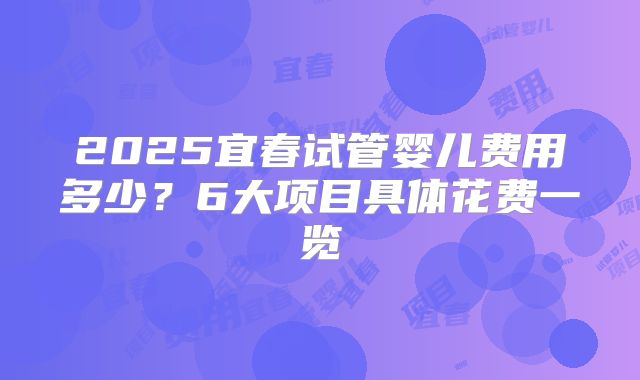 2025宜春试管婴儿费用多少？6大项目具体花费一览