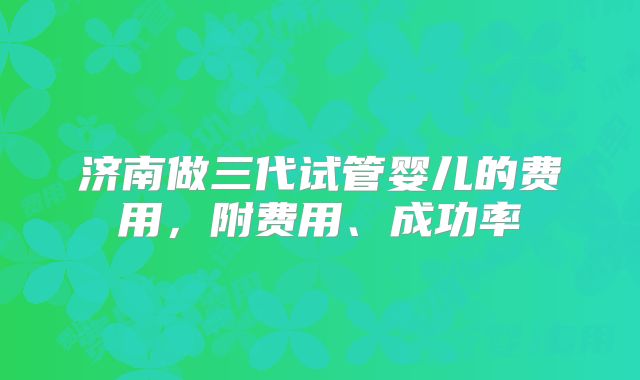 济南做三代试管婴儿的费用，附费用、成功率