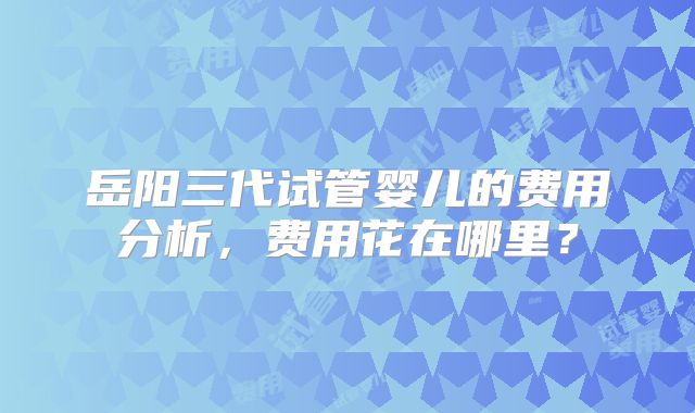 岳阳三代试管婴儿的费用分析,费用花在哪里?