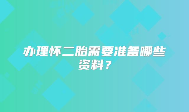 办理怀二胎需要准备哪些资料？