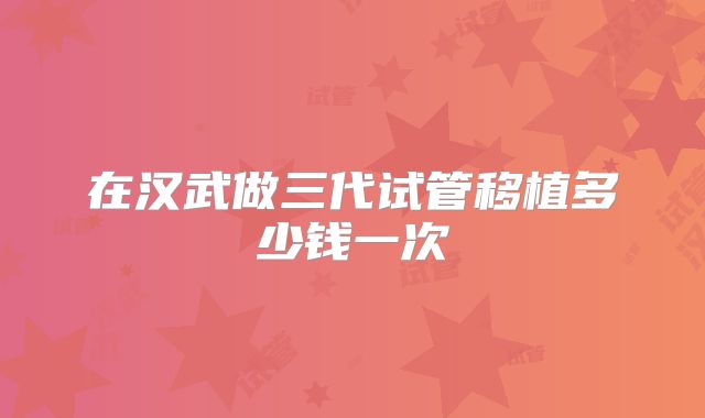 在汉武做三代试管移植多少钱一次