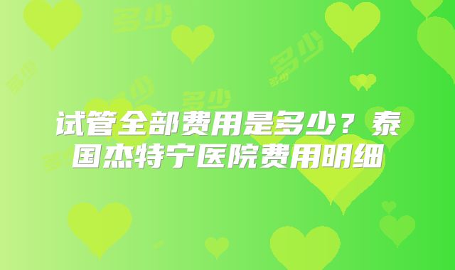 试管全部费用是多少?泰国杰特宁医院费用明细