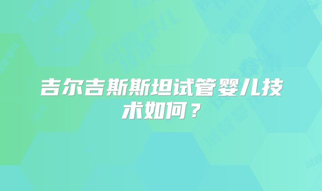 吉尔吉斯斯坦试管婴儿技术如何？