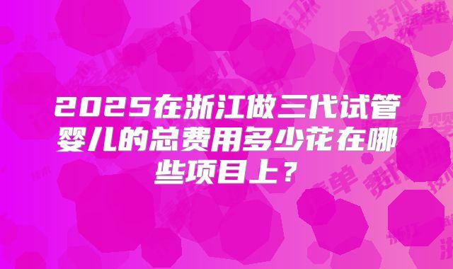 2025在浙江做三代试管婴儿的总费用多少花在哪些项目上？