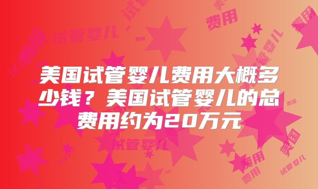 美国试管婴儿费用大概多少钱？美国试管婴儿的总费用约为20万元