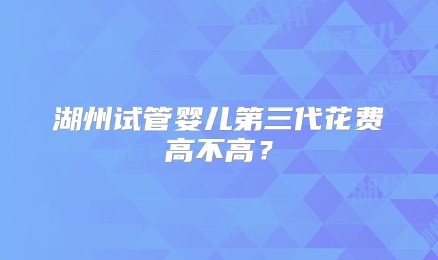 湖州试管婴儿第三代花费高不高?