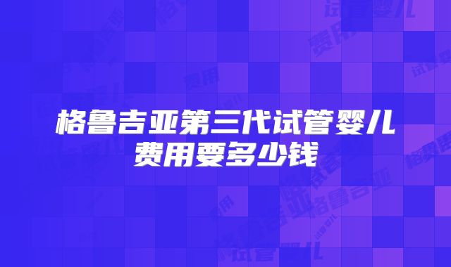 格鲁吉亚第三代试管婴儿费用要多少钱