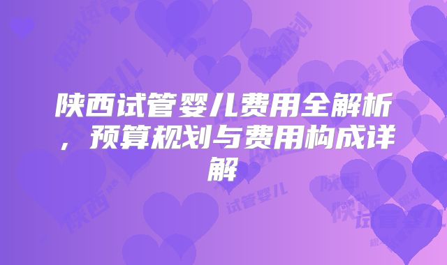 陕西试管婴儿费用全解析，预算规划与费用构成详解