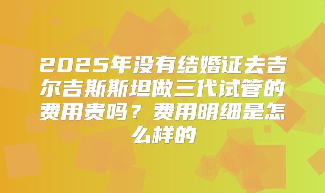 2025年没有结婚证去吉尔吉斯斯坦做三代试管的费用贵吗?费用明细是怎么样的