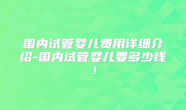 国内试管婴儿费用详细介绍-国内试管婴儿要多少钱!