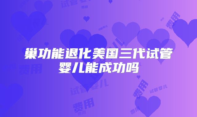 巢功能退化美国三代试管婴儿能成功吗