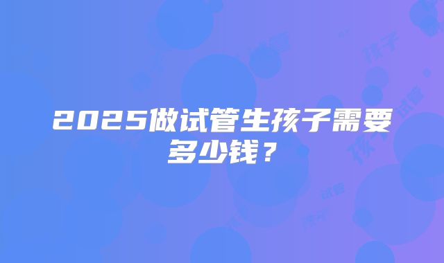 2025做试管生孩子需要多少钱？