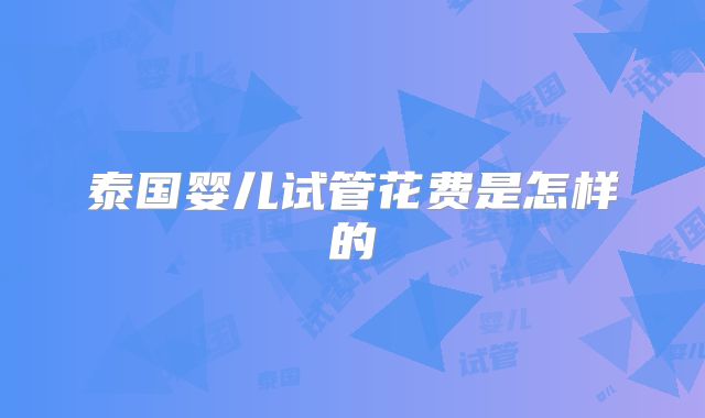 泰国婴儿试管花费是怎样的