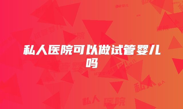 私人医院可以做试管婴儿吗