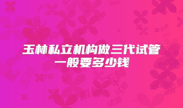 玉林私立机构做三代试管一般要多少钱