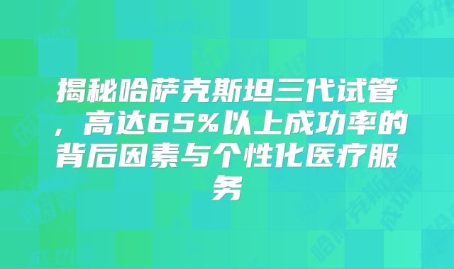 揭秘哈萨克斯坦三代试管,高达65%以上成功率的背后因素与个性化医疗服务