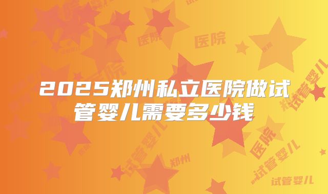 2025郑州私立医院做试管婴儿需要多少钱