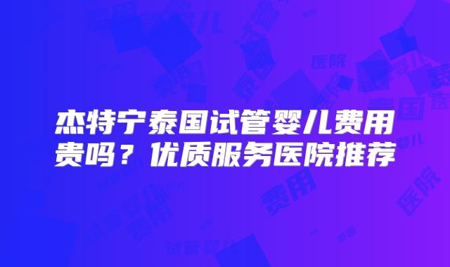 杰特宁泰国试管婴儿费用贵吗？优质服务医院推荐