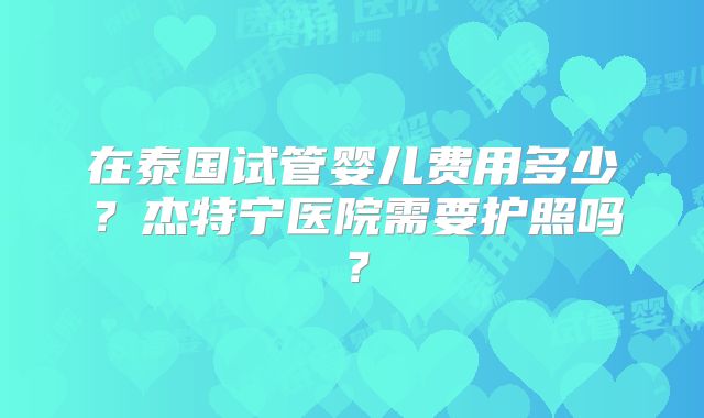 在泰国试管婴儿费用多少？杰特宁医院需要护照吗？