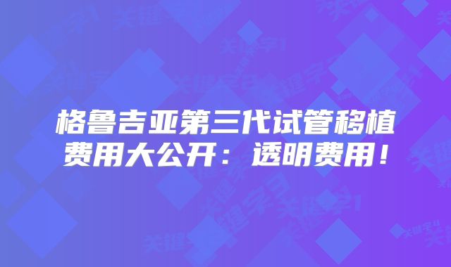 格鲁吉亚第三代试管移植费用大公开:透明费用!