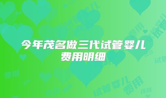 今年茂名做三代试管婴儿费用明细