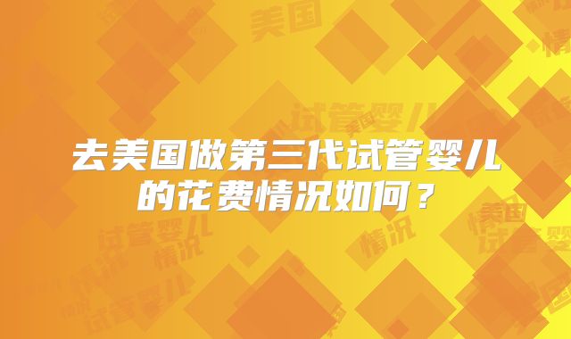 去美国做第三代试管婴儿的花费情况如何？