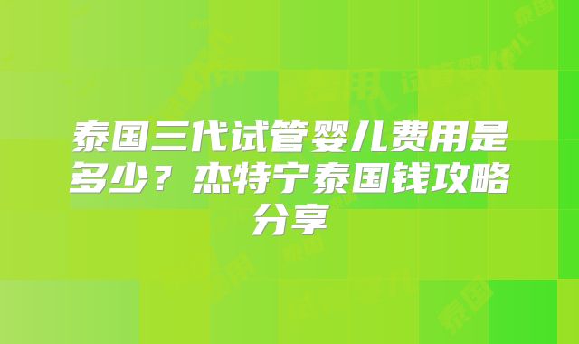 泰国三代试管婴儿费用是多少？杰特宁泰国钱攻略分享