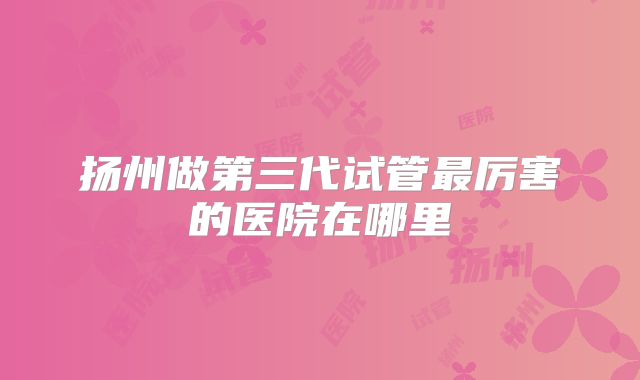 扬州做第三代试管最厉害的医院在哪里