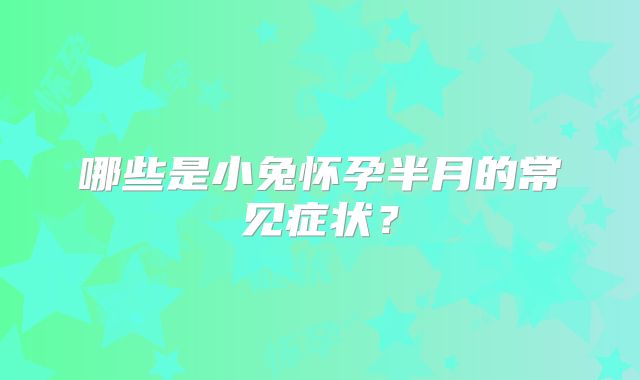 哪些是小兔怀孕半月的常见症状？