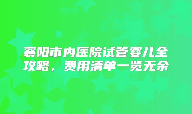 襄阳市内医院试管婴儿全攻略，费用清单一览无余