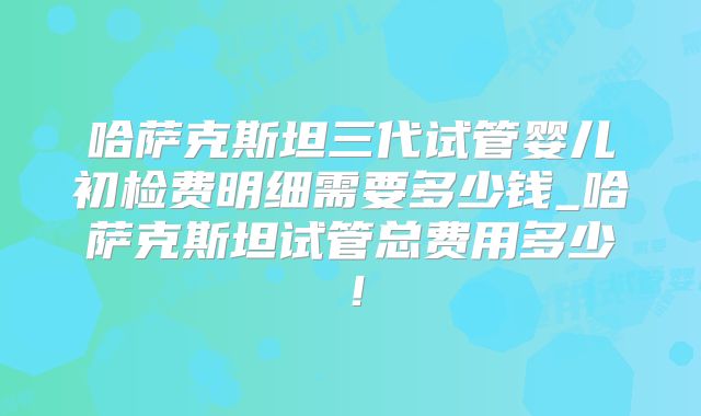 哈萨克斯坦三代试管婴儿初检费明细需要多少钱_哈萨克斯坦试管总费用多少！