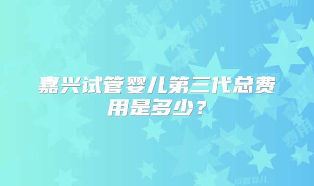 嘉兴试管婴儿第三代总费用是多少？