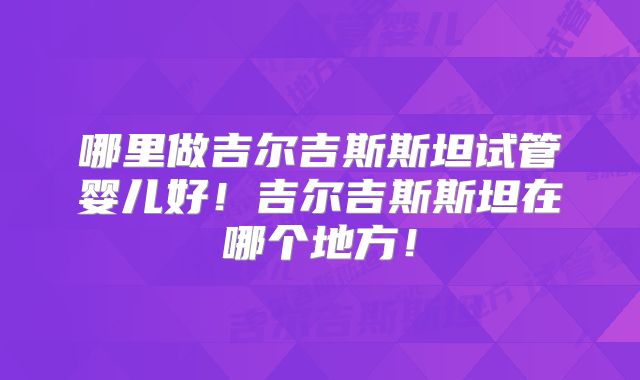 哪里做吉尔吉斯斯坦试管婴儿好！吉尔吉斯斯坦在哪个地方！