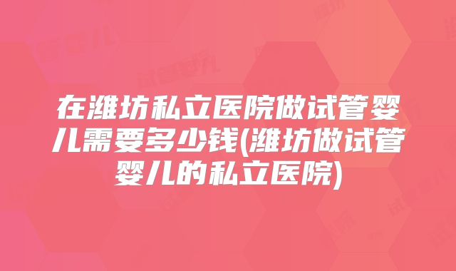在潍坊私立医院做试管婴儿需要多少钱(潍坊做试管婴儿的私立医院)