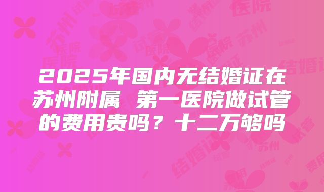 2025年国内无结婚证在苏州附属 第一医院做试管的费用贵吗？十二万够吗