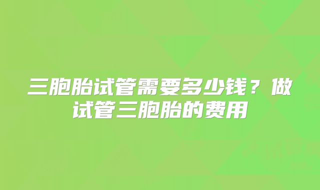 三胞胎试管需要多少钱？做试管三胞胎的费用
