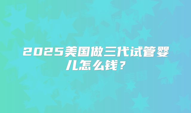 2025美国做三代试管婴儿怎么钱？