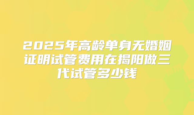 2025年高龄单身无婚姻证明试管费用在揭阳做三代试管多少钱