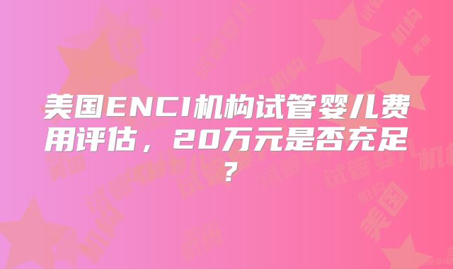 美国ENCI机构试管婴儿费用评估,20万元是否充足?