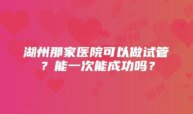 湖州那家医院可以做试管?能一次能成功吗?