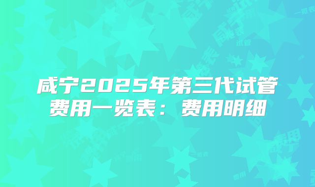 咸宁2025年第三代试管费用一览表：费用明细