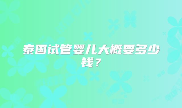 泰国试管婴儿大概要多少钱？