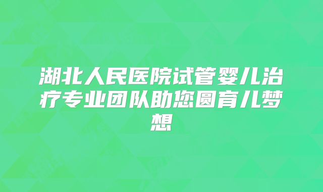 湖北人民医院试管婴儿治疗专业团队助您圆育儿梦想