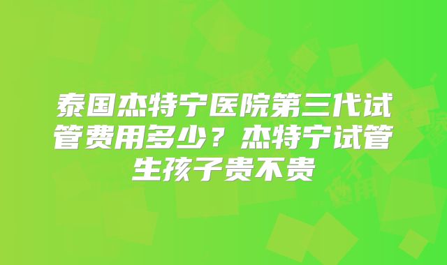 泰国杰特宁医院第三代试管费用多少？杰特宁试管生孩子贵不贵