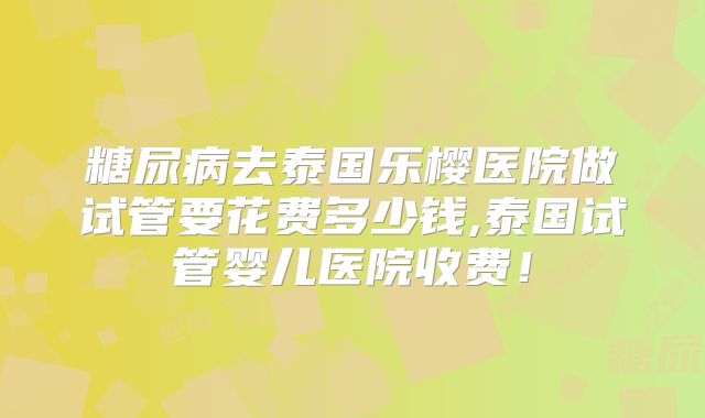 糖尿病去泰国乐樱医院做试管要花费多少钱,泰国试管婴儿医院收费！