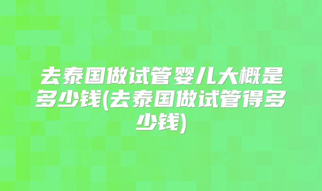 去泰国做试管婴儿大概是多少钱(去泰国做试管得多少钱)